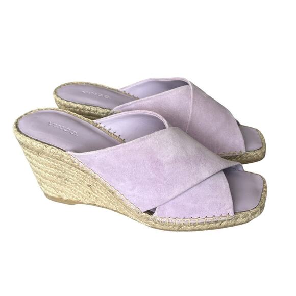 Vince Gaelan Suede Crisscross Wedge Espadrilles Sandals In Violetta size 9 - Picture 2 of 13